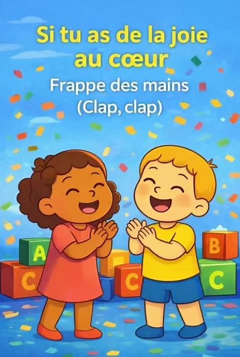 ✨ Si tu as de la joie dans ton cœur… frappe des mains avec nous ! 👏💛 Une comptine toute douce pour chanter, bouger et sourire 🌈 À regarder, répéter… et partager sans modération 🧸🎶 👉 Dis-nous en commentaire : clap clap ou danse danse ? 💃🕺 #tiktokkids #viral #chansonfrancaise #comptine #francetiktok🇨🇵