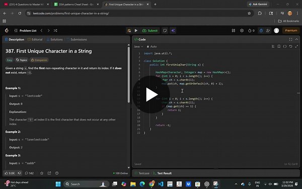 Optimizing LeetCode 387 with HashMap | Nikhil Yadav posted on the topic | LinkedIn