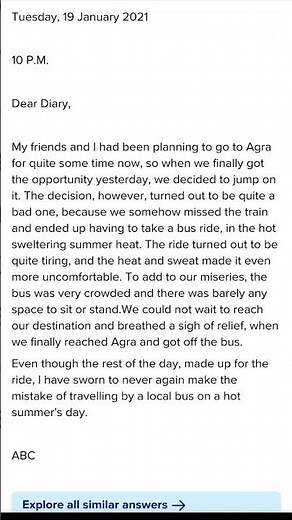 Class 9 diary entry format