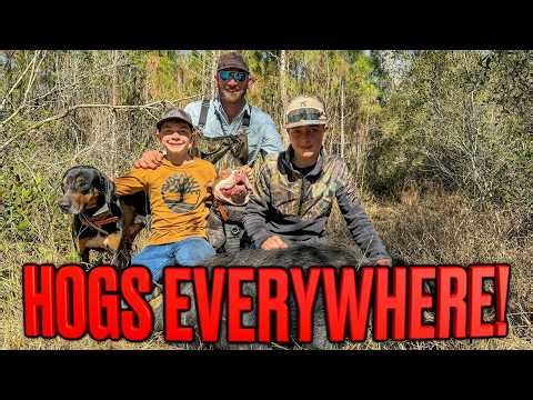 Kids, Dogs & a PILE OF HOGS! | Florida Hog Hunt with Dogs