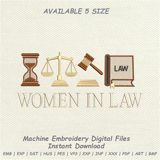 Women in Law Embroidery Design, Justice Scale Gavel Legal Book, Lawyer Machine Embroidery File PES DST Instant Download - Etsy