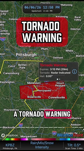Tornado Warning for Southwest Pennsylvania — Shelter Now