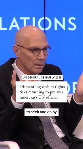 2.9K views · 43 reactions | “If now the fundamental right to seek and enjoy asylum is questioned, we really go back to the pre-war years,” says Volker Türk, United Nations high commissioner for human rights. Türk argues that undermining the right to asylum risks undoing hard-won protections created after the atrocities of the twentieth century.  Watch the full conversation: https://on.cfr.org/3KmRqvj | Council on Foreign Relations | Facebook