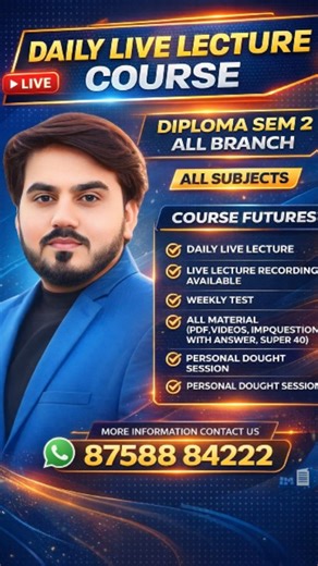 GTU Media & News on Instagram: "DIPLOMA SEM 2 ALL BRANCH DAILY LIVE LECTURE COURSE || FULL SYLLABUS || ALL SUBJECTS cc @icon_engineering_tutorials #ad"