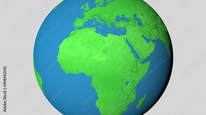 Seamless looping animation of the earth zooming in to the 3d map of Kuwait with the capital and the biggest cites in 4K resolution