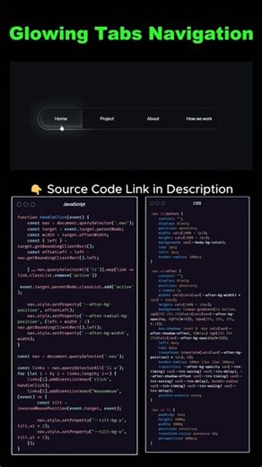 🔥Glowing Tabs Navigation Using HTML CSS & JavaScript #coding
