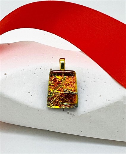 Handcrafted Dichroic Glass Pendant: Orange & Gold Art Glass Jewelry-bestselling Design - Etsy