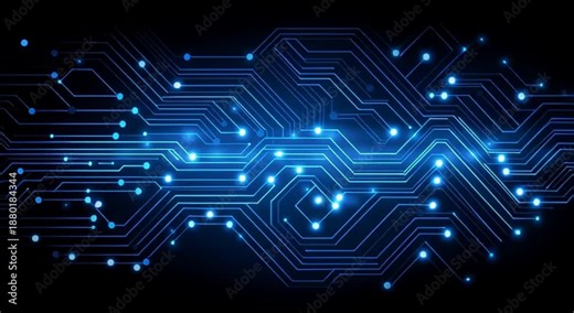 blue circuit background vector illustration with technology and digital concept, blue circuit board line pattern on a dark background Generative AI