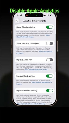 Disable Apple Analytics on iPhone