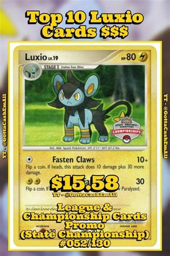 Top 10 RAREST Luxio Pokémon Cards EVER #pokemon #pokemoncards #pokémon #pokemontcg #top10 #tcg