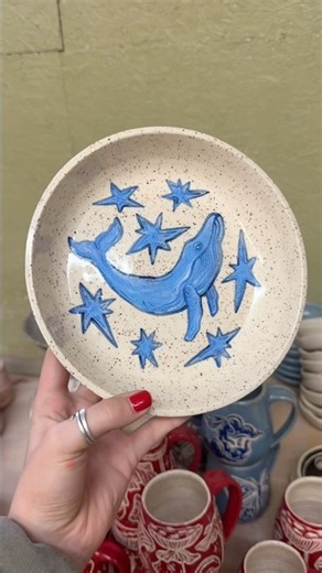 glazing some painted pottery! #underglaze #ceramics #clay