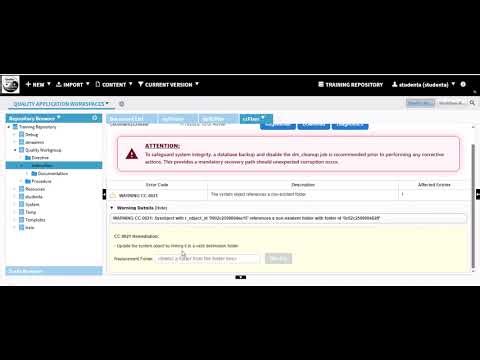 Self Fixer for Documentum Consistency Checker Warning CC-0021