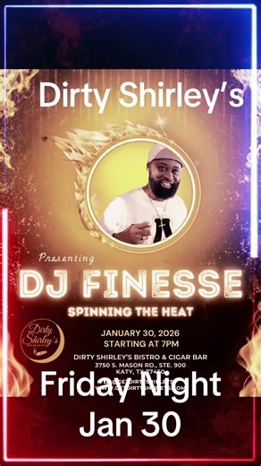 Come to tye coolest Black Owned Cigar & Bistro in Katy this Friday. Dj Finess in the mix all night long. #goodvibes #goodspirits #goodmusic