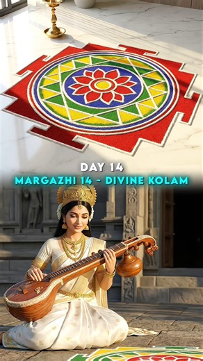 மார்கழி நாள் 14 — சரஸ்வதி வித்யா பிரசன்ன யந்திரக் கோலம்! கல்வி மலரும் நாள் 📘✨