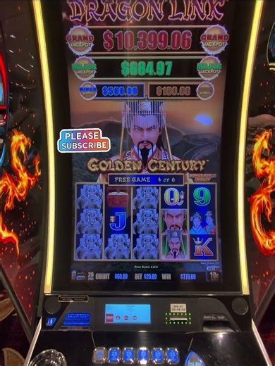 $875 WIN | Dragon Link Golden Century | $25 Spin Free Spins (4 Flags)