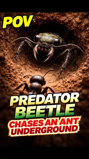 POV Predator Beetle Chases an Ant Underground #shorts