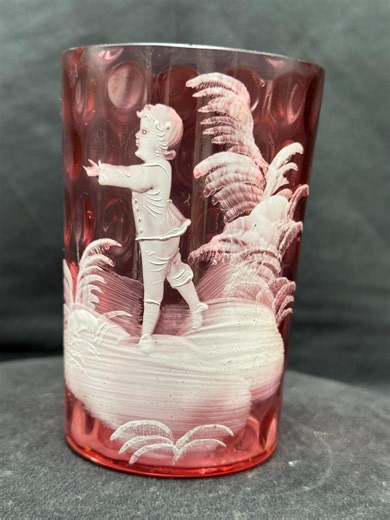 Antique Mary Gregory Cranberry Glass Tumbler Hand-painted Czechoslovakian Bohemian - Etsy