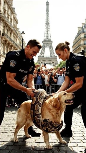 Python Wraps Around Dog on Paris Road…