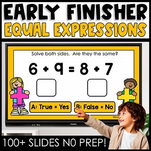 Equal Expressions Balancing Equations 1st Grade Early Finishers Math Activities