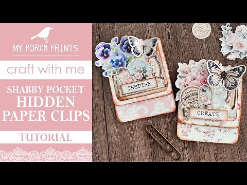 HIDDEN PAPER CLIPS TUTORIAL # 121 🌸 | SHABBY POCKET | Paperclip My Porch Prints Junk Journal Ideas