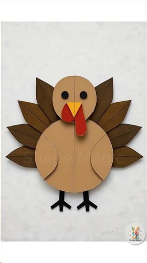 Turkey transforms from paper cut → realistic → black & white outline #papercut #coloring #turkey