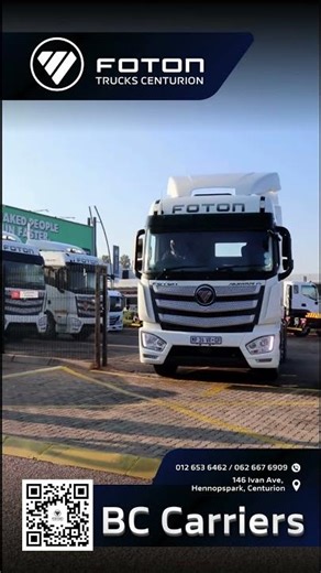 Foton Trucks Centurion Partners with BC Carriers