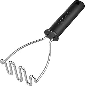 Potato Masher - Stainless Steel Wire Kitchen Tool for Mashing Vegetable, Food, Bean, Avocado - Dishwasher Safe
