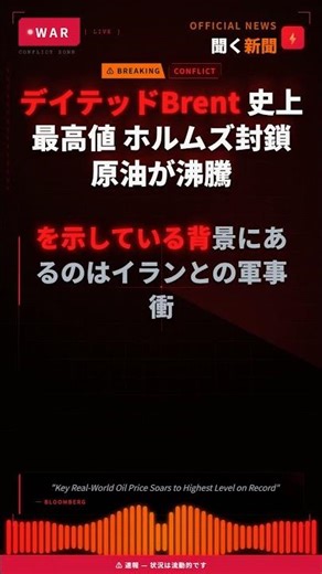 デイテッドBrent 史上最高値 ホルムズ封鎖 原油が沸騰 #Shorts