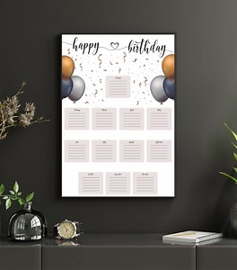Printable Birthday Poster for Office Chart for Staff Birthdays Employee Recognition Adult Birthday Display Tracker Bulletin Board Break Room - Etsy