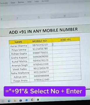 📱 Add +91 Automatically in Excel | Easy Excel Trick 🔥 Phone Number +91