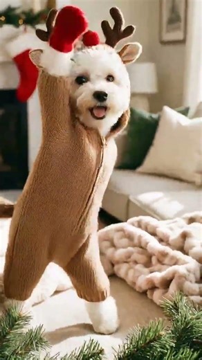 Wait… Christmas Dog Appears in Spring 🐶🔔 #pets #funny #cute