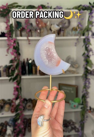 Crystal Order Packing 🌙✨ Thanks Sarah :) Head over to our Etsy and check out our latest restock 💫 #crystals #druzy #crystaltok #crystalshop #orderpacking