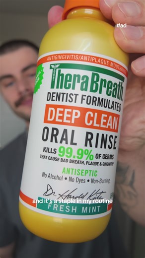 TheraBreath Deep Clean Oral Rinse kills 99.9% of germs that cause bad breath, plaque & gingivitis* 🤯 #therabreath #deepclean #smile #mouthwash #oralhealth *in laboratory tests @Trevor Carroll