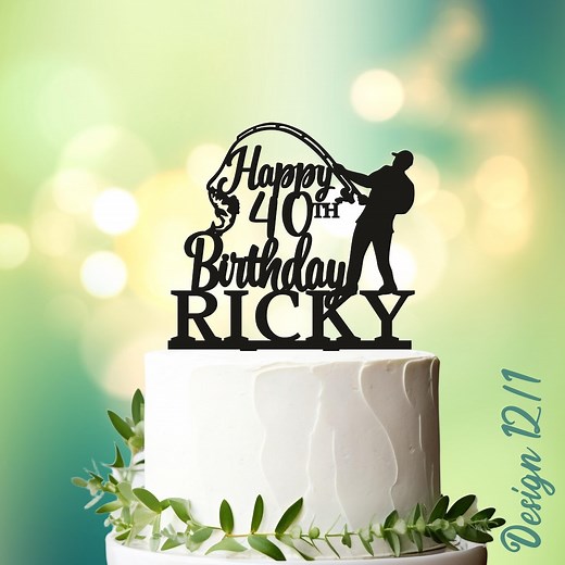 Bass Fisherman Cake Topper, Boating, Fishing Birthday Cake Topper, Bass Fishing, Fish Party, Fisherman Cake Topper With Name and Age L012 - Etsy