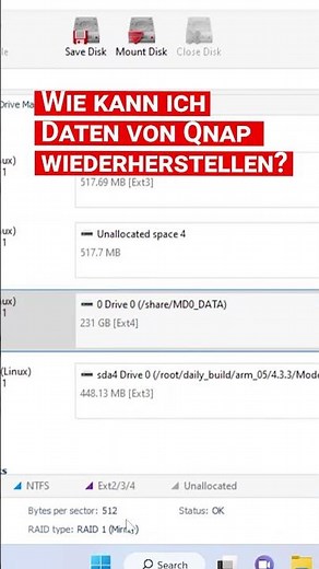 Wie Sie Daten von RAID-Level 1 und 0 Ihres Qnap TS-219P+ NAS-Geräts wiederherstellen können #short