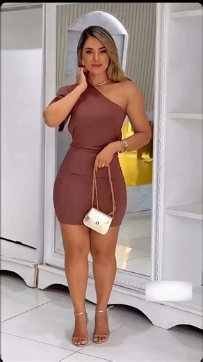 Brown One-Shoulder Dress That Turns Heads ✨ #fashion #dress