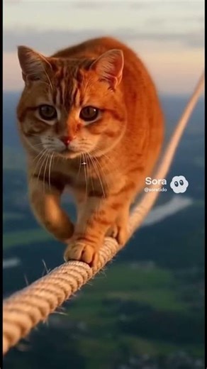 Tightrope cat walking #short #ai #aivideo #aigenerated #funny #funnyvideo #viral #viralvideo