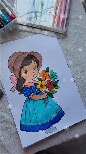 Marker Sketch Magic ✨ Doll Drawing #shorts#sketching#doll