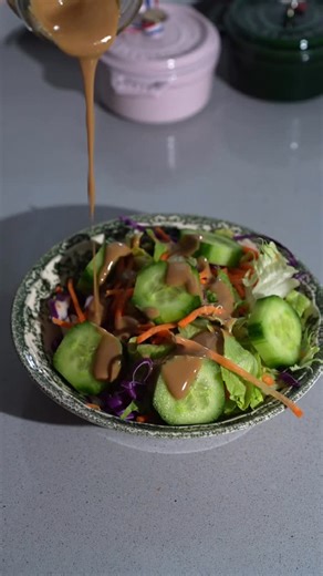 Jeremy Scheck on Instagram: "This sesame ginger salad dressing is so good you’ll want to drink it! 3 Tbsp tahini 1 Tbsp toasted sesame oil 1 Tbsp maple syrup 1 Tbsp Japanese soy sauce (not low sodium) 1 Tbsp rice wine vinegar (not seasoned) 1 Tbsp water ~1/2 tsp microplaned ginger (it grates better from frozen) taste and you may want about 1/2 tsp more maple syrup or rice wine vinegar + maybe a pinch of salt #salad #wafusalad #tahini #sesamedressing"