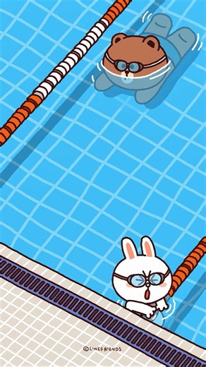 Cony's Swim Struggle: Brown is Shocked! 😂🏊 #LineFriends #Funny #Cartoon