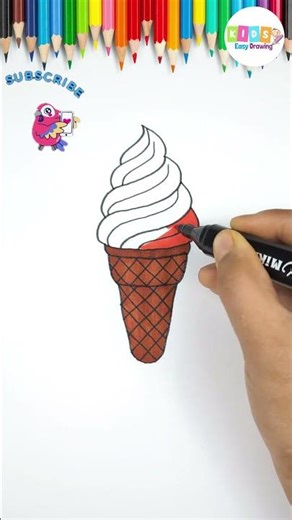 How to Draw a Cute Cone Ice Cream Easy for Kids and Toddlers!