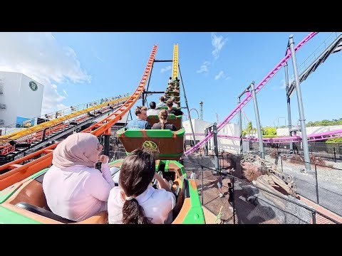 Kansas Twister Back Row POV - Forward & Backward Racing Coaster at Movie World Australia