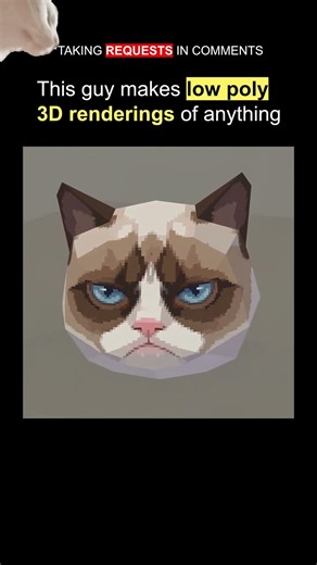 Low Poly Rendering | Grumpy Cat