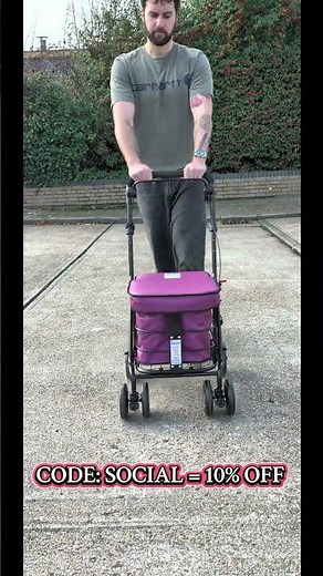 Walk and Rest: Shopping Trolley with seat Black Frame - 10 colours