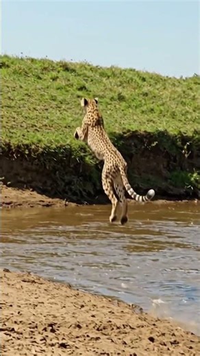 Cheetah Jumps 50 Feet Across River to Hill | World’s Most Fearless Wild Jump 🐆🔥