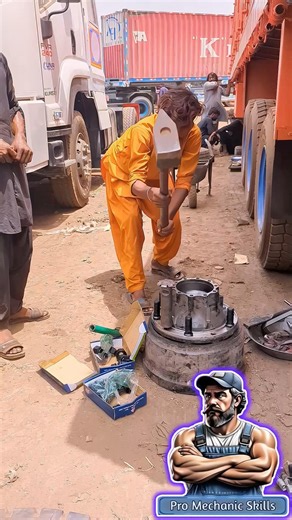 New Wheel Hub Nut Bolt Installation! Heavy Mechanic Work at Another Level #mechanic #hardwork #viral