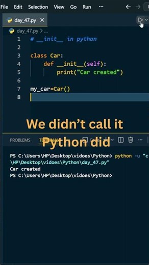 init in Python for beginners (runs automatically) 🤔 #shorts | Day 47