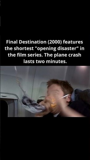Final Destination (2000) features the shortest opening disaster in the film series. The plane crash