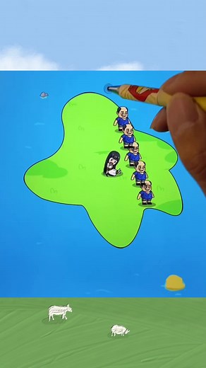 Animated Pencil Drawing Cartoon Characters Interaction