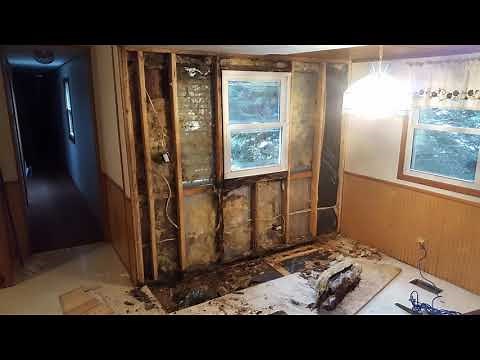 Water damage repair of mobile home wall and window